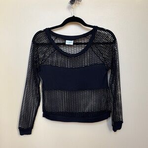 LA Hearts Black Mesh Crop Top